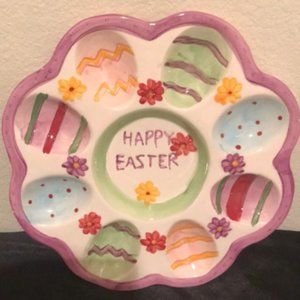 Easter Ceramic Egg Candy Dish 'Happy Easter'